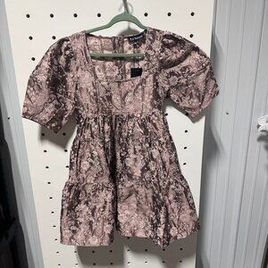 NWT En Saison Purple brocade mini dress size small
